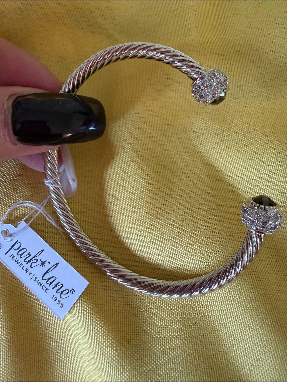 Park Lane Silver Tone Black Stone Cable Cuff Bracelet – New with Tags